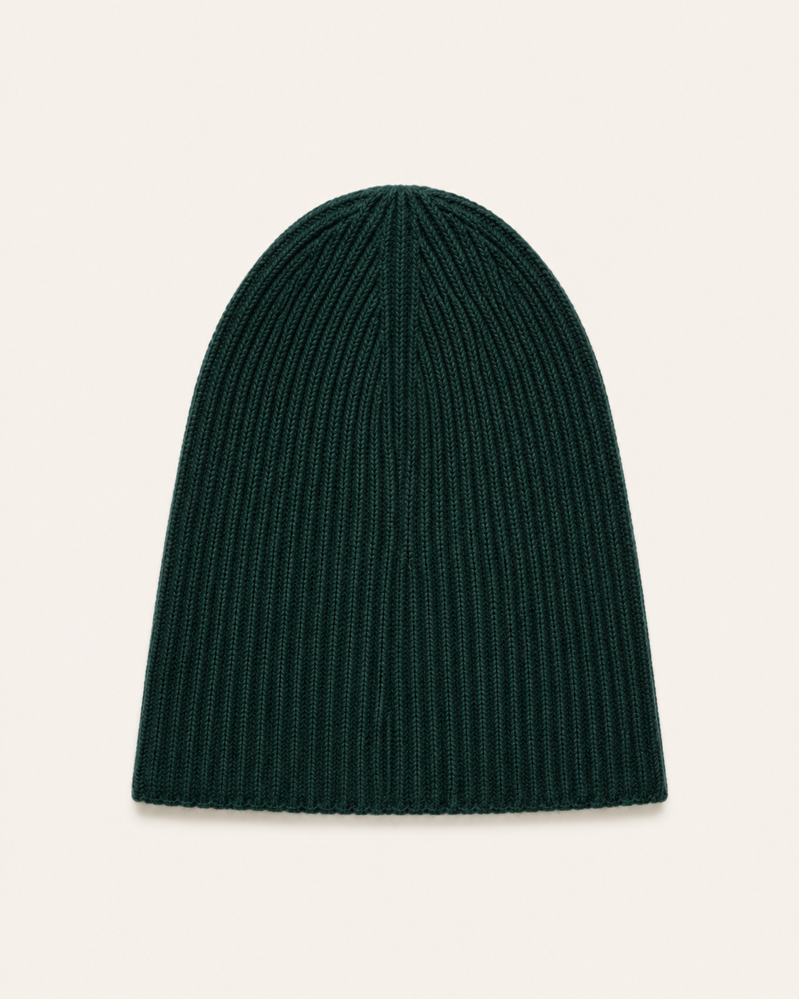 Berretto Cashmi in cashmere verde scuro senza risvolto, vista frontale