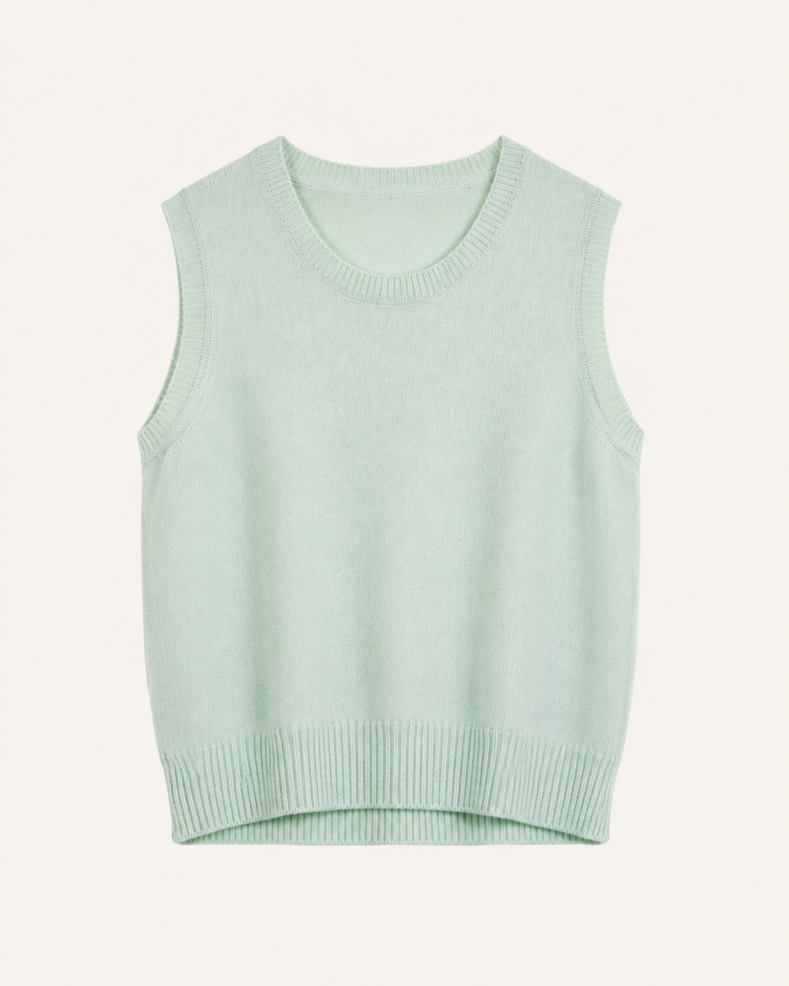 Canotta cropped da donna in cashmere verde menta, vista frontale
