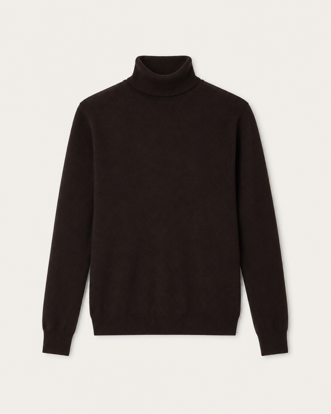 Dolcevita Classic Uomo Cashmi marrone scuro in cashmere, vista frontale.
