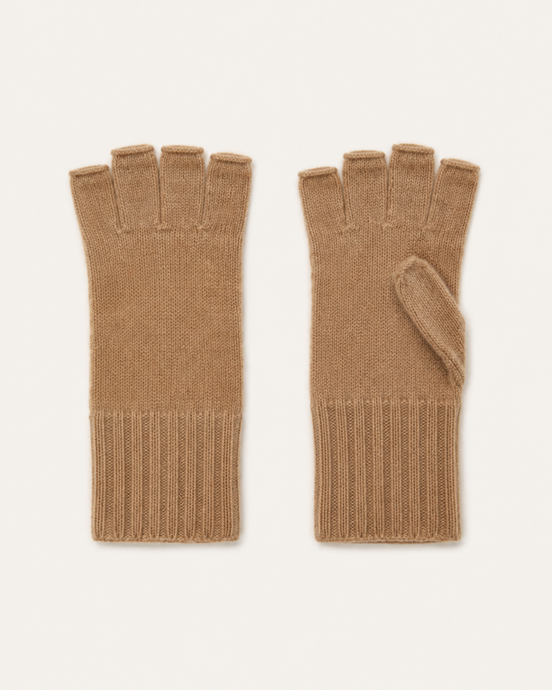 Guanti senza dita in cashmere color cammello Cashmi